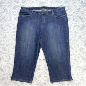 LRL Ralph Lauren Jeans Women 18W‎ Blue Classic Midcalf Crop Medium Wash Denim